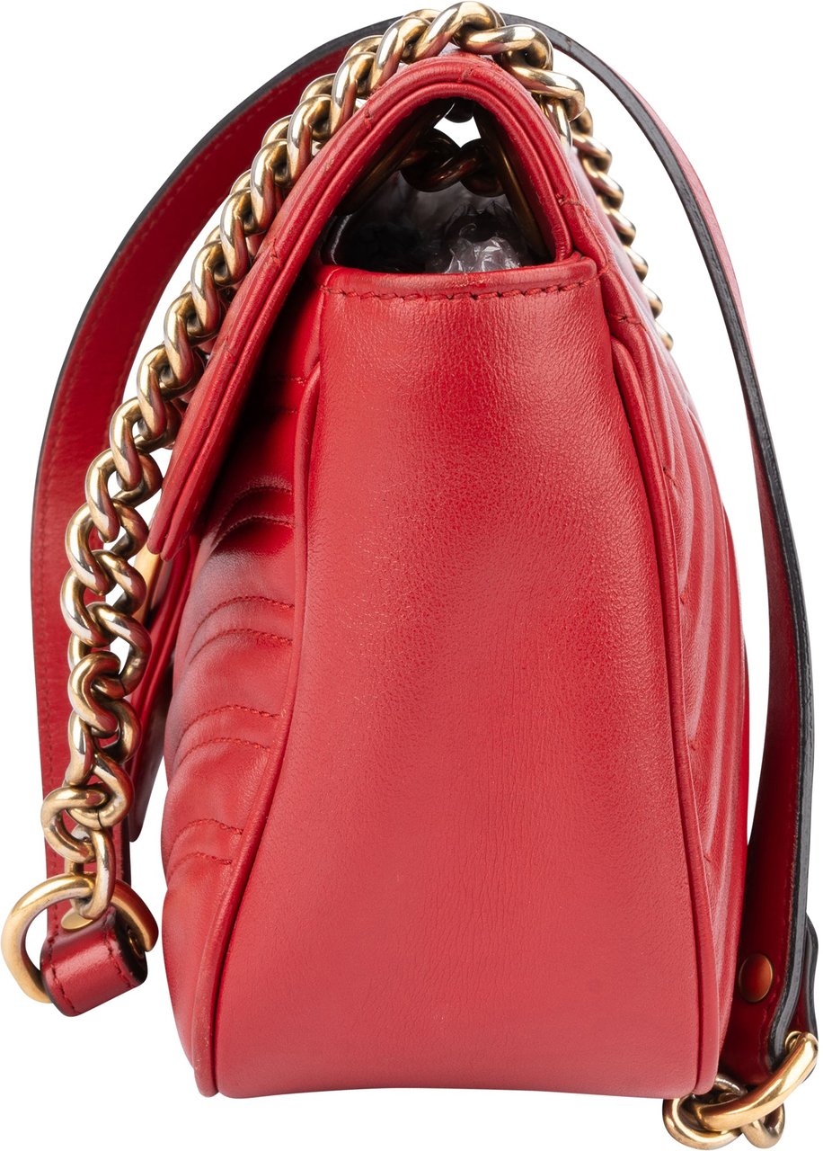 Gucci Gucci Red Leather GG Marmont Crossbody Bag Rood