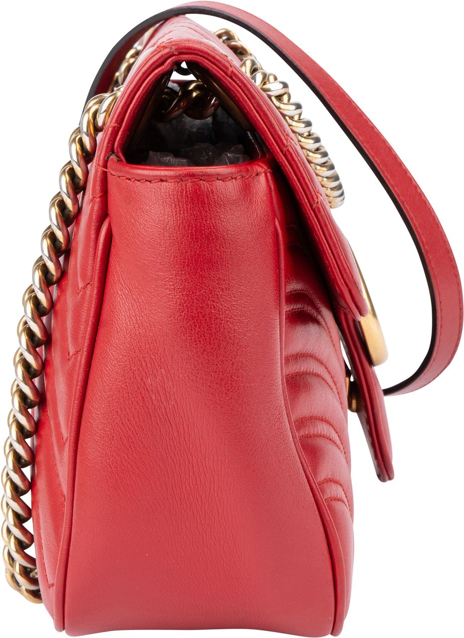 Gucci Gucci Red Leather GG Marmont Crossbody Bag Rood