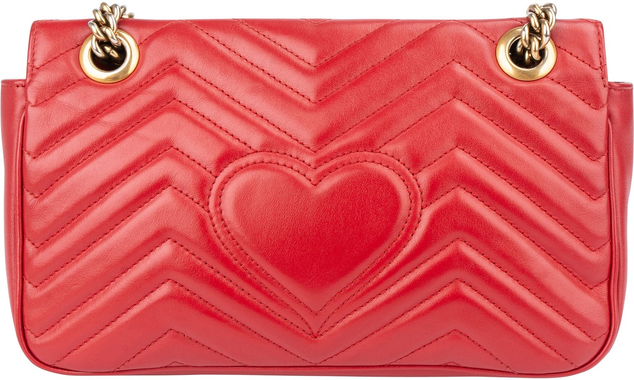 Gucci Gucci Red Leather GG Marmont Crossbody Bag Rood