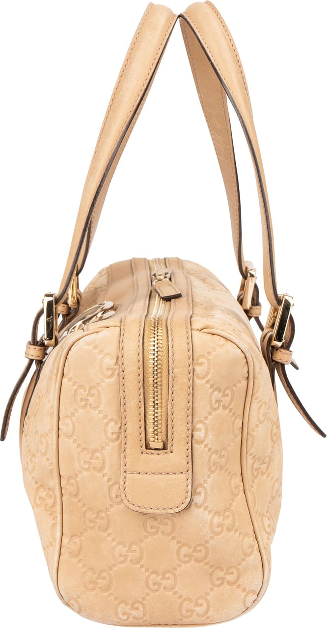 Gucci Gucci Leather GG Monogram Handbag Beige