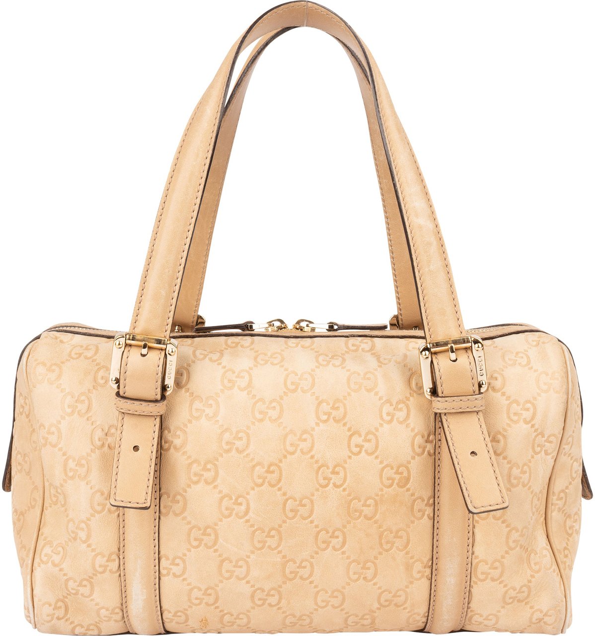 Gucci Gucci Leather GG Monogram Handbag Beige