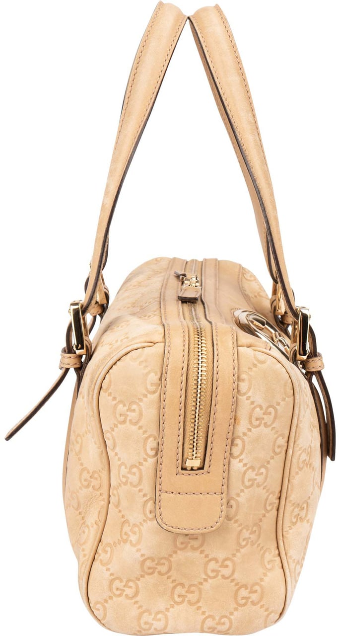 Gucci Leather GG Monogram Handbag Beige