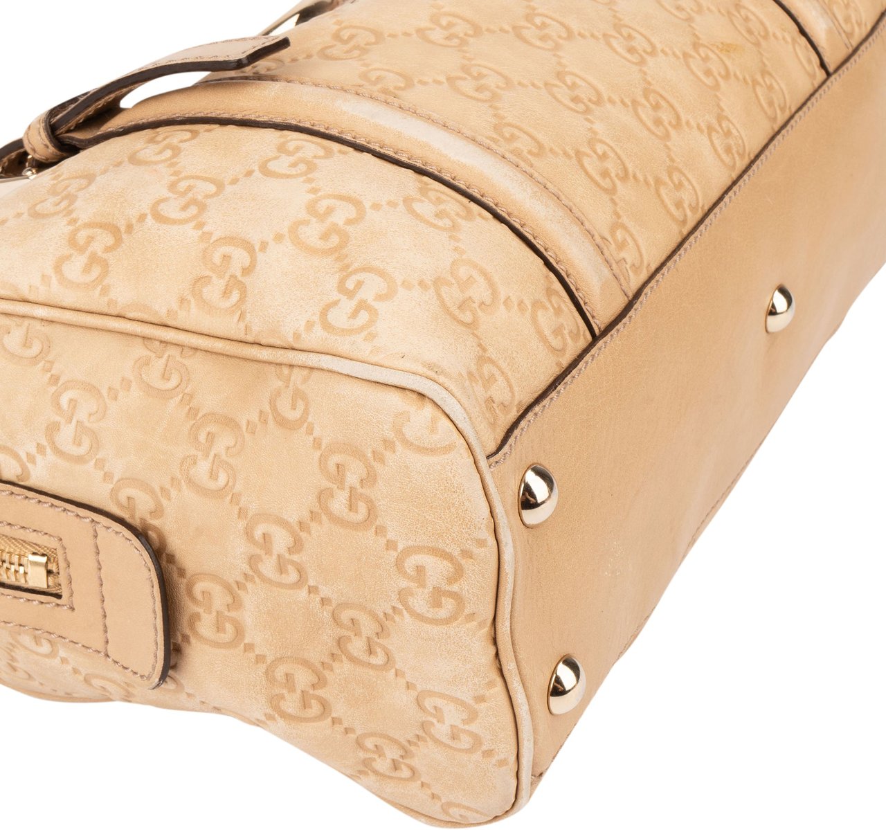 Gucci Gucci Leather GG Monogram Handbag Beige