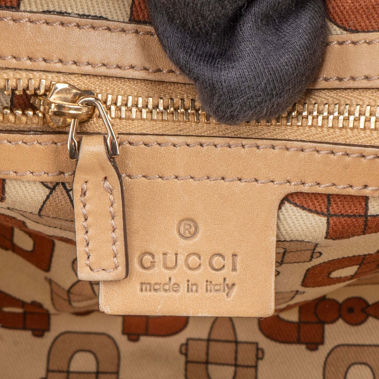 Gucci Leather GG Monogram Handbag Beige