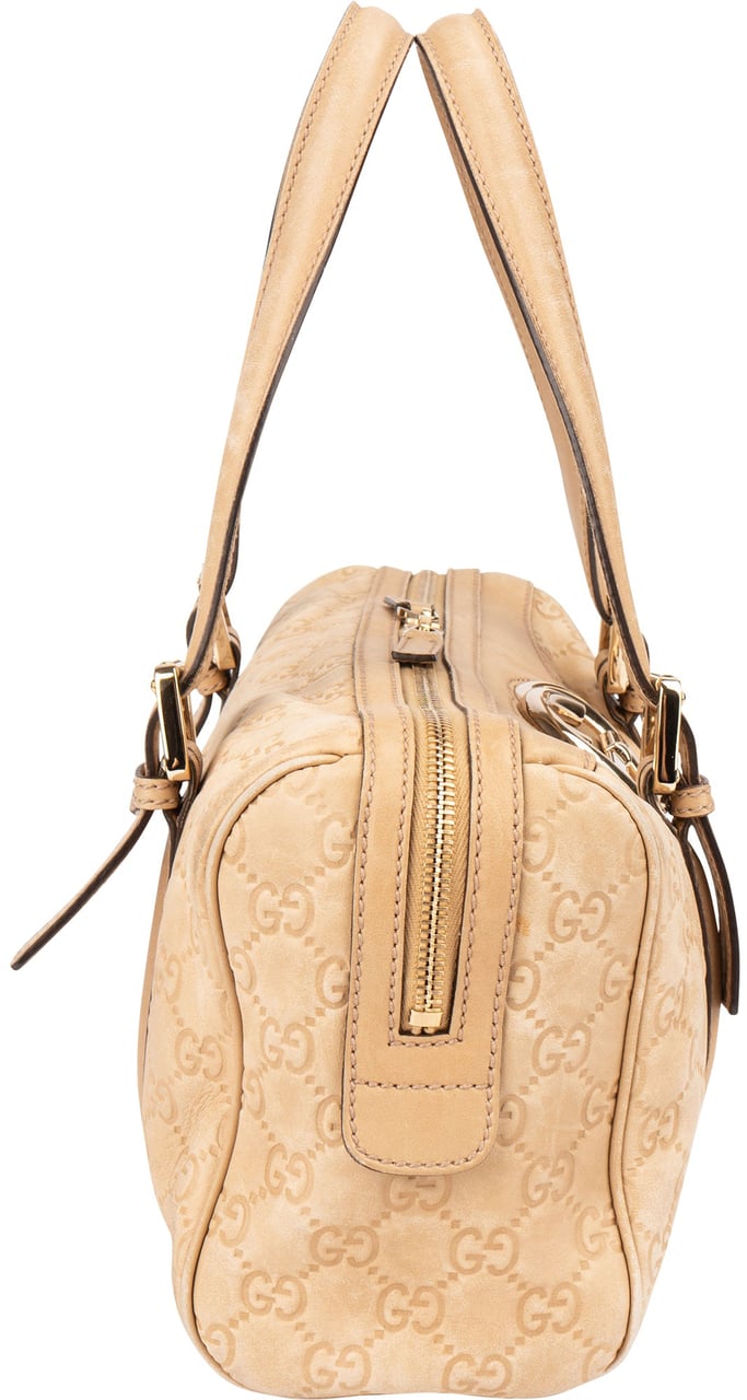 Gucci Gucci Leather GG Monogram Handbag Beige