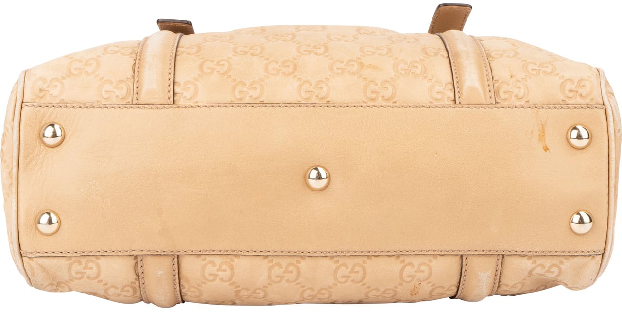 Gucci Gucci Leather GG Monogram Handbag Beige
