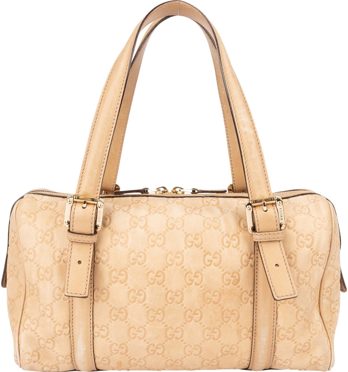 Gucci Leather GG Monogram Handbag Beige