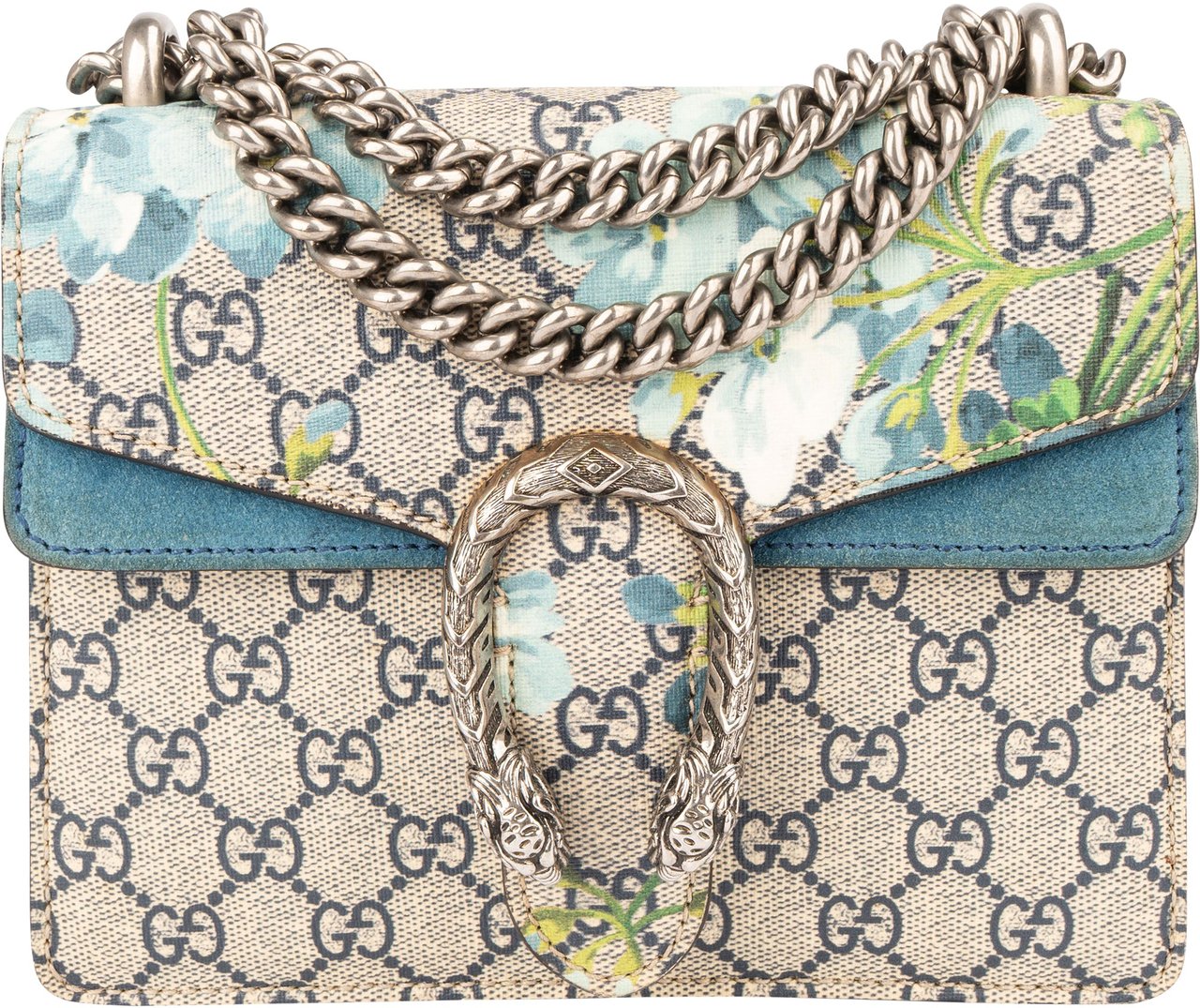 Gucci Gucci GG Floral Monogram Dionysus Crossbody Bag Blauw