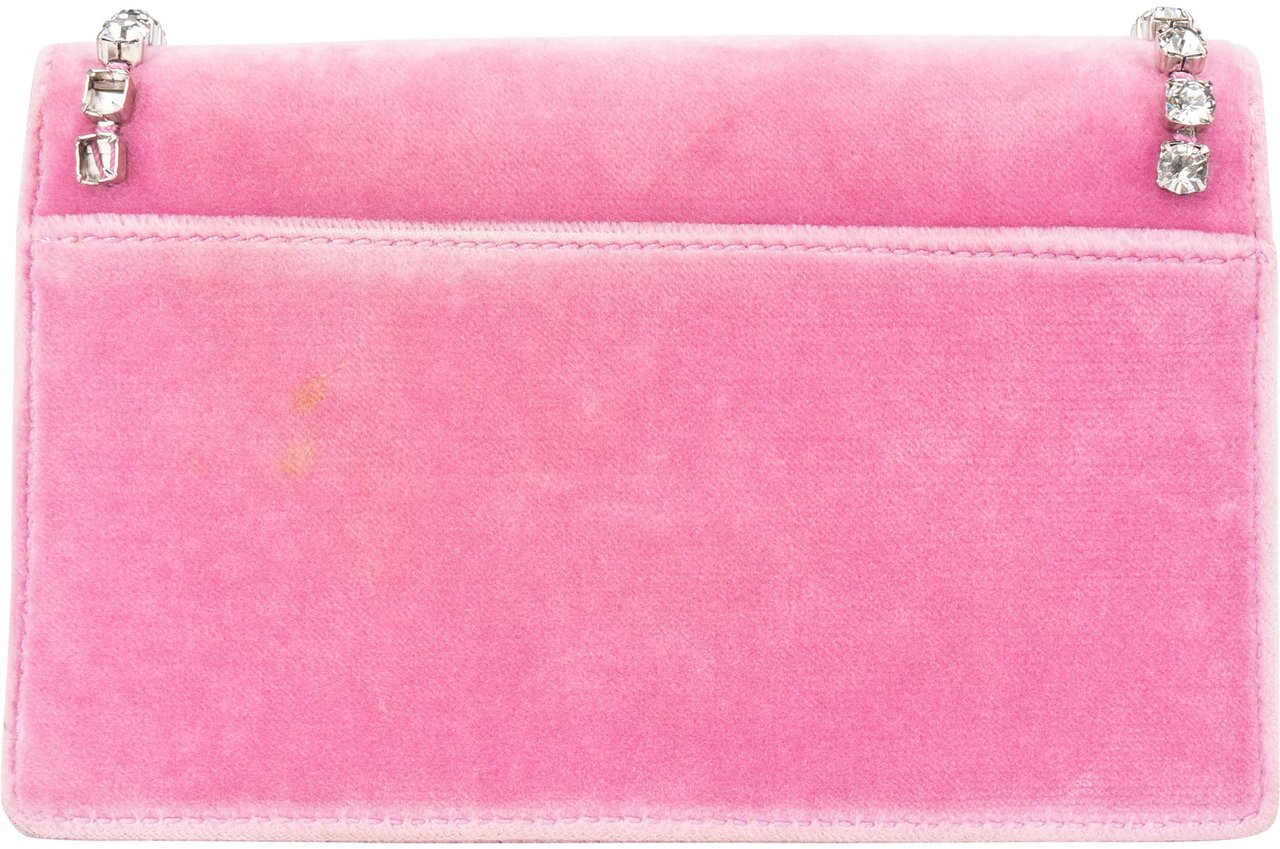 Gucci Gucci Pink Velvet Crystal Mini Dionysus Crossbody Bag Roze