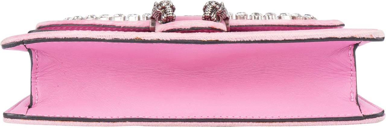 Gucci Gucci Pink Velvet Crystal Mini Dionysus Crossbody Bag Roze