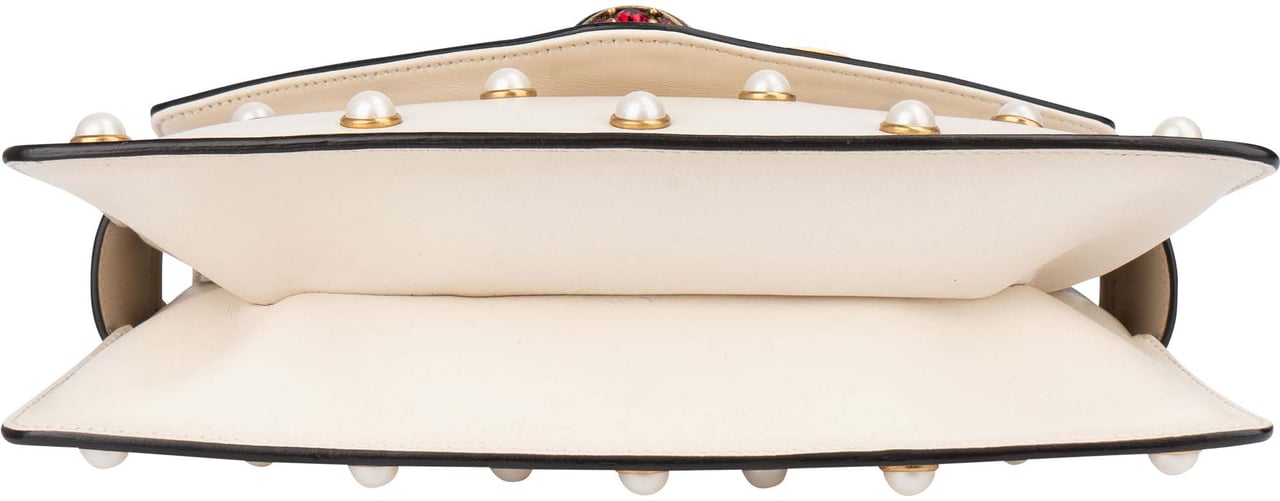 Gucci White Leather Queen Margaret Bee Shoulder Bag Wit