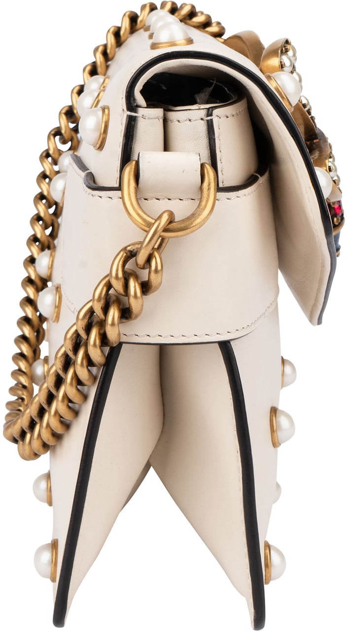 Gucci Gucci White Leather Queen Margaret Bee Shoulder Bag Wit