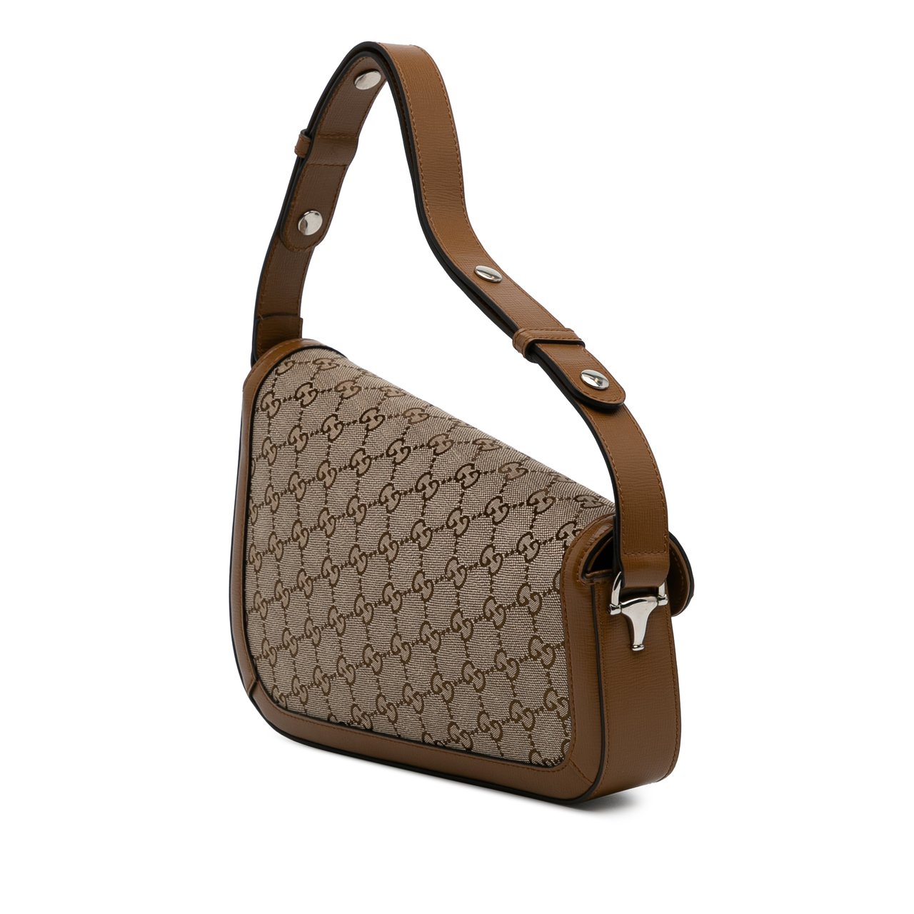 Gucci GG Canvas Asymmetric Horsebit 1955 Shoulder Bag Bruin