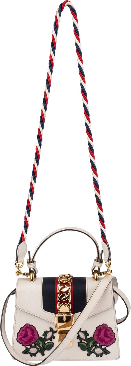 Gucci Gucci Limited Floral Mini Sylvie Handbag Wit