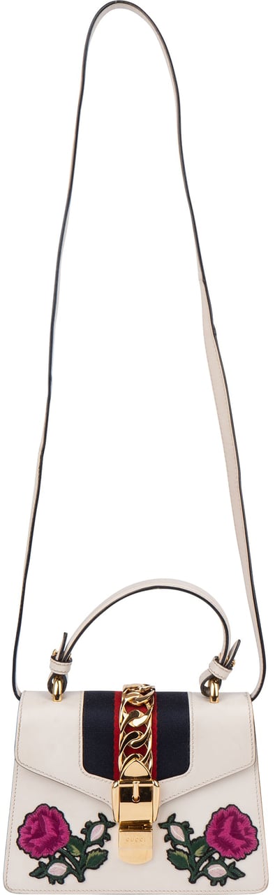 Gucci Gucci Limited Floral Mini Sylvie Handbag Wit