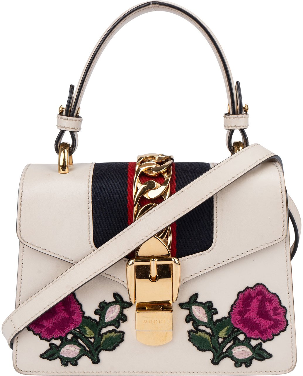 Gucci Gucci Limited Floral Mini Sylvie Handbag Wit