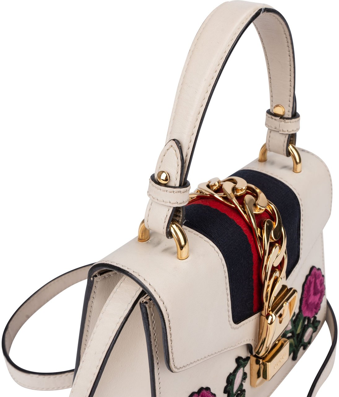 Gucci Gucci Limited Floral Mini Sylvie Handbag Wit