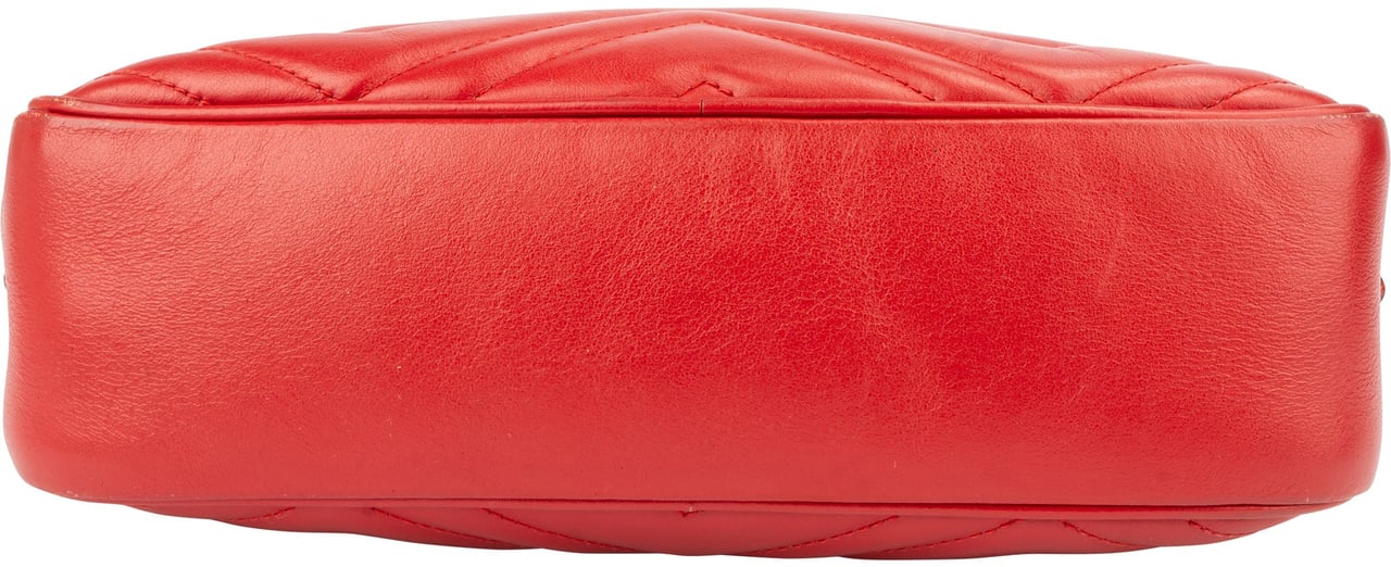 Gucci Gucci Red Leather Marmont GG Crossbody Bag Rood