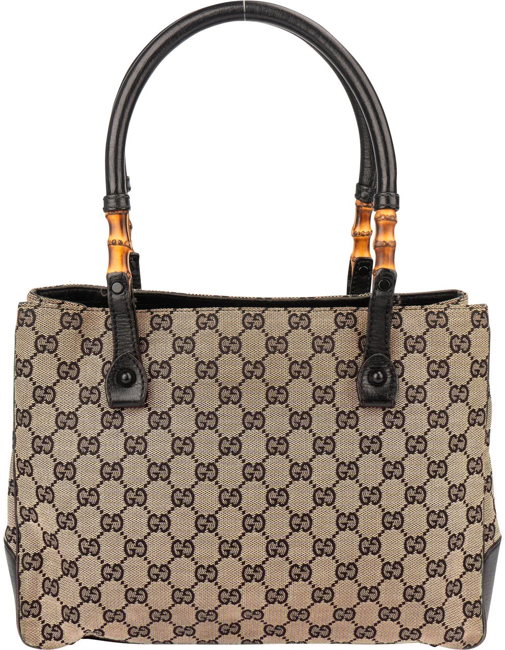 Gucci Gucci GG Monogram Bamboo Handbag Zwart