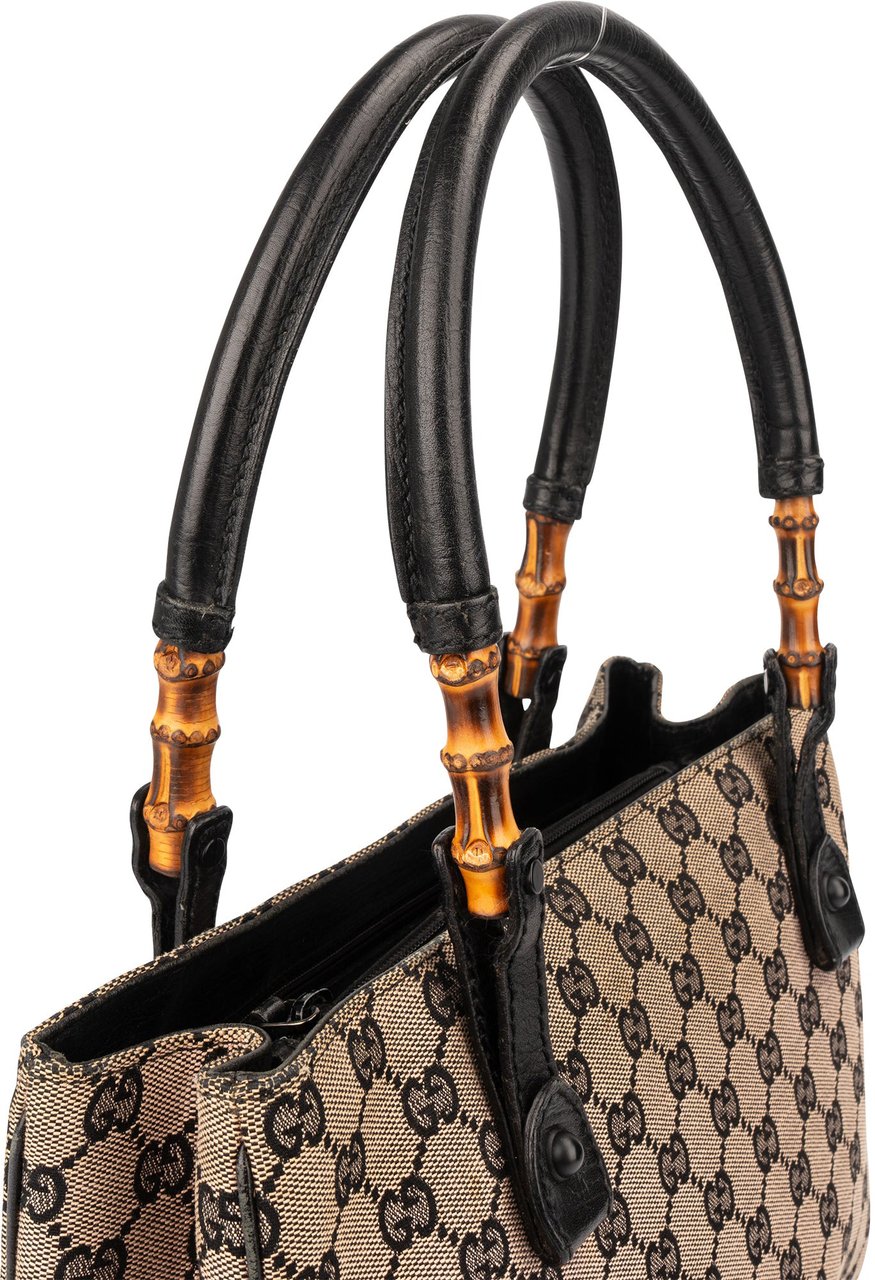 Gucci Gucci GG Monogram Bamboo Handbag Zwart