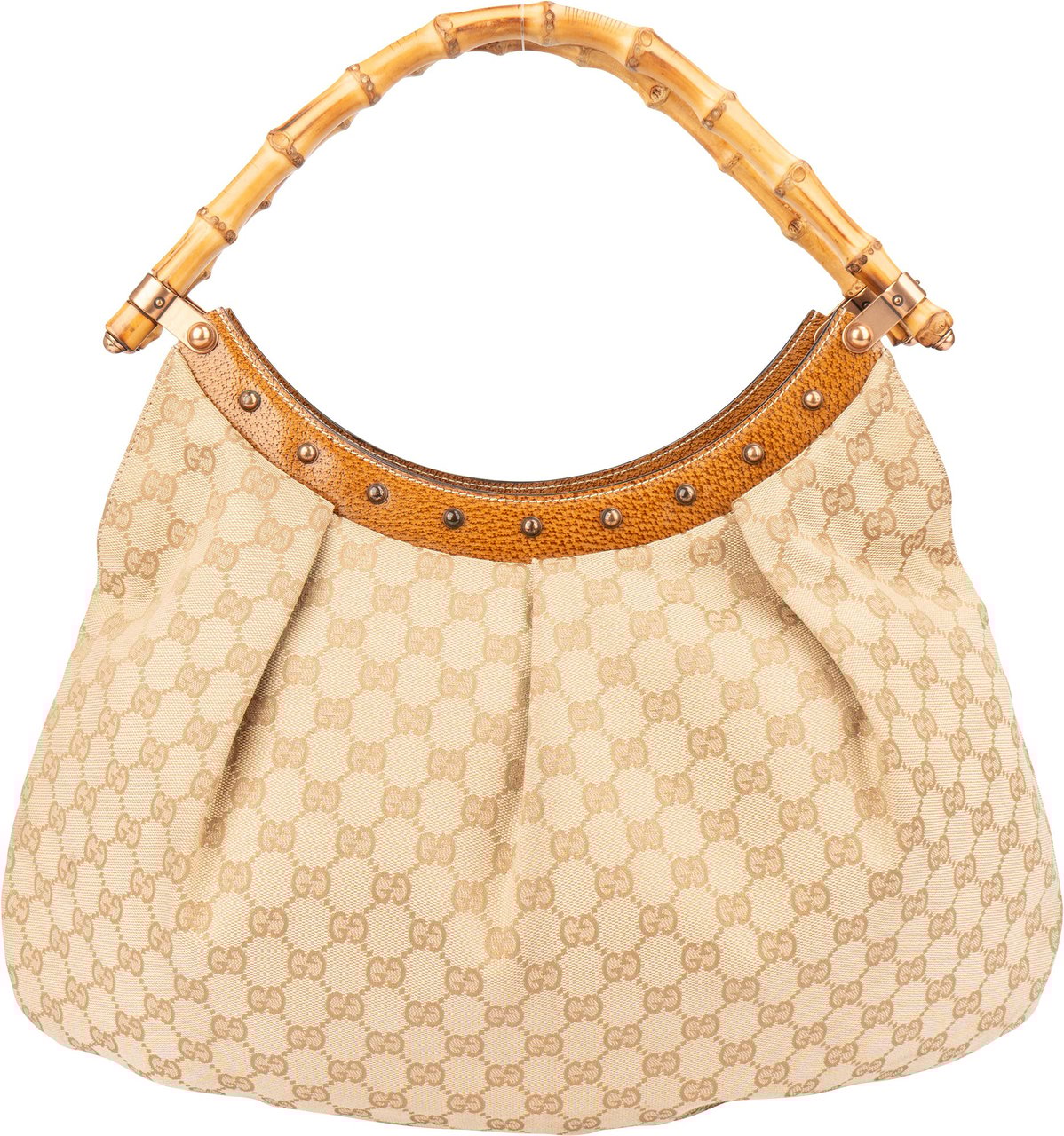 Gucci Gucci GG Monogram Bamboo Handbag Beige
