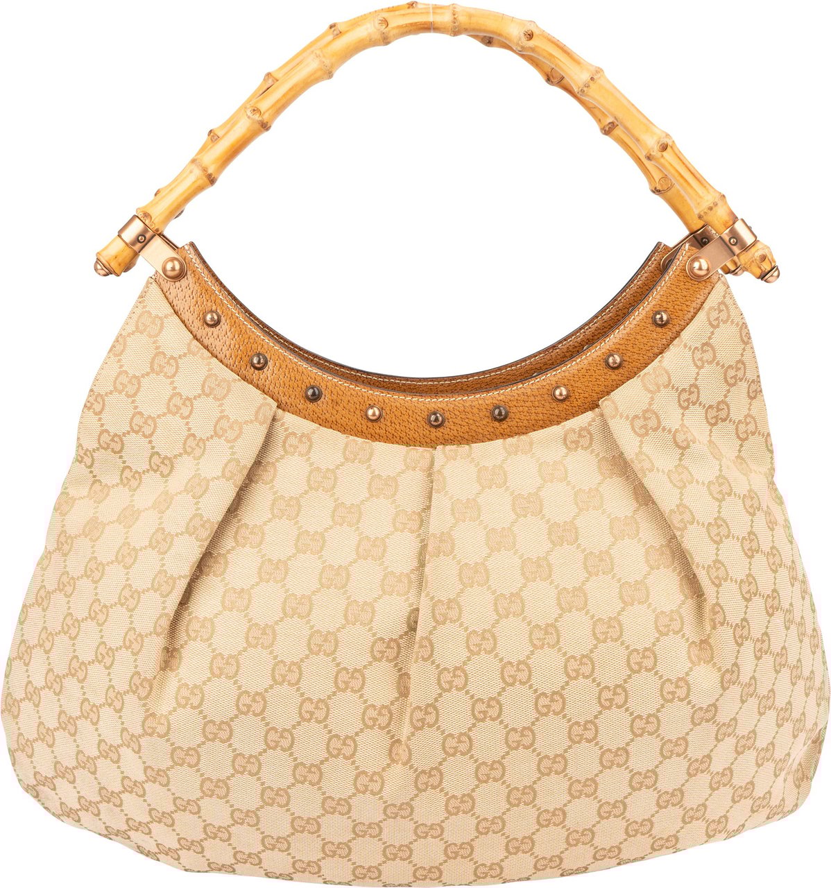 Gucci Gucci GG Monogram Bamboo Handbag Beige