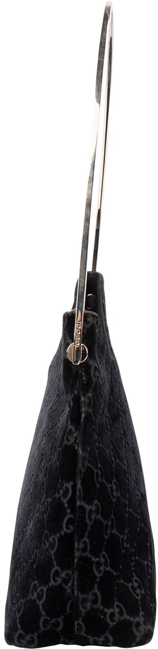 Gucci Gucci Blue Satin GG Monogram Shoulder Bag Blauw