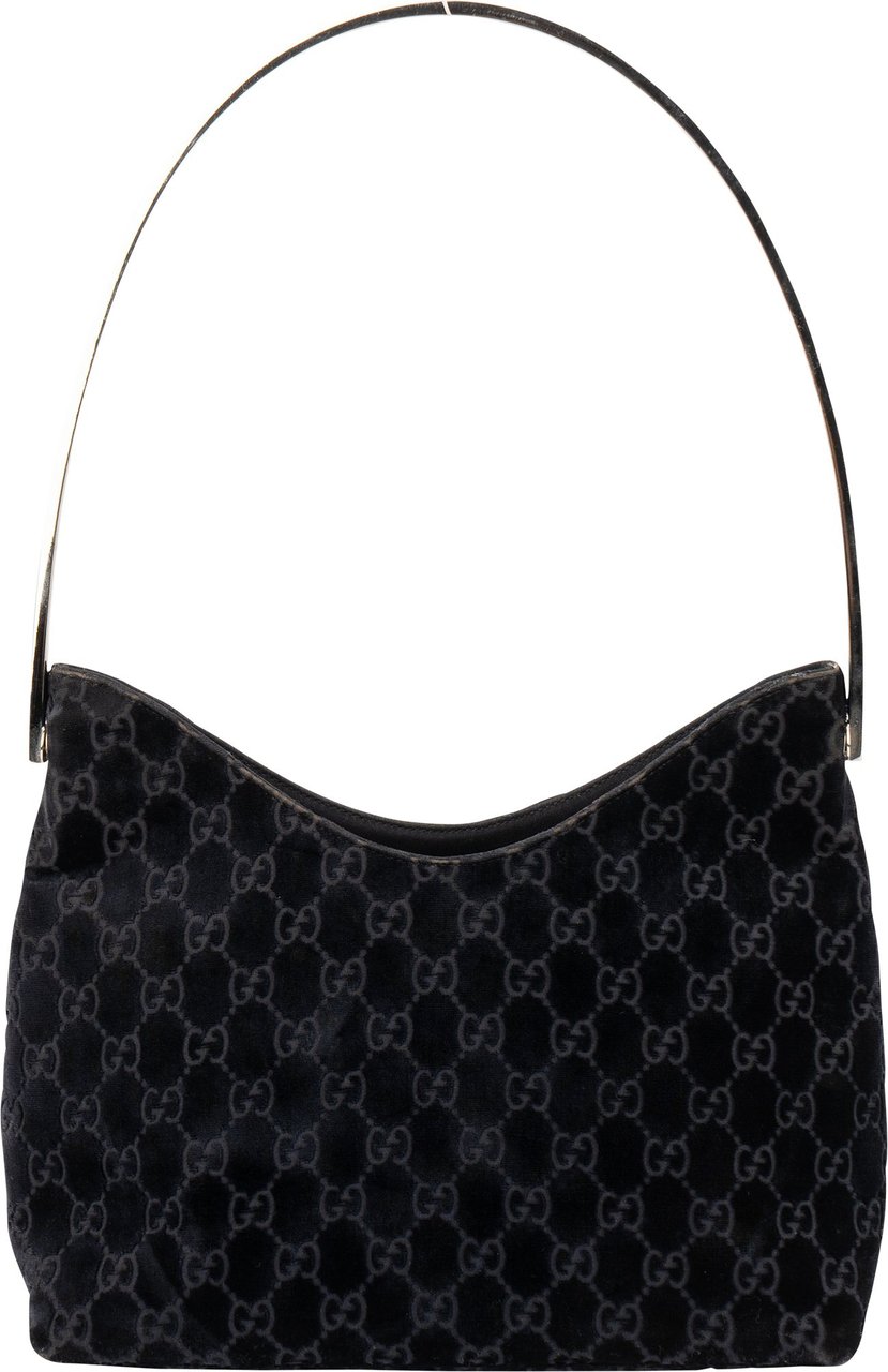 Gucci Gucci Blue Satin GG Monogram Shoulder Bag Blauw
