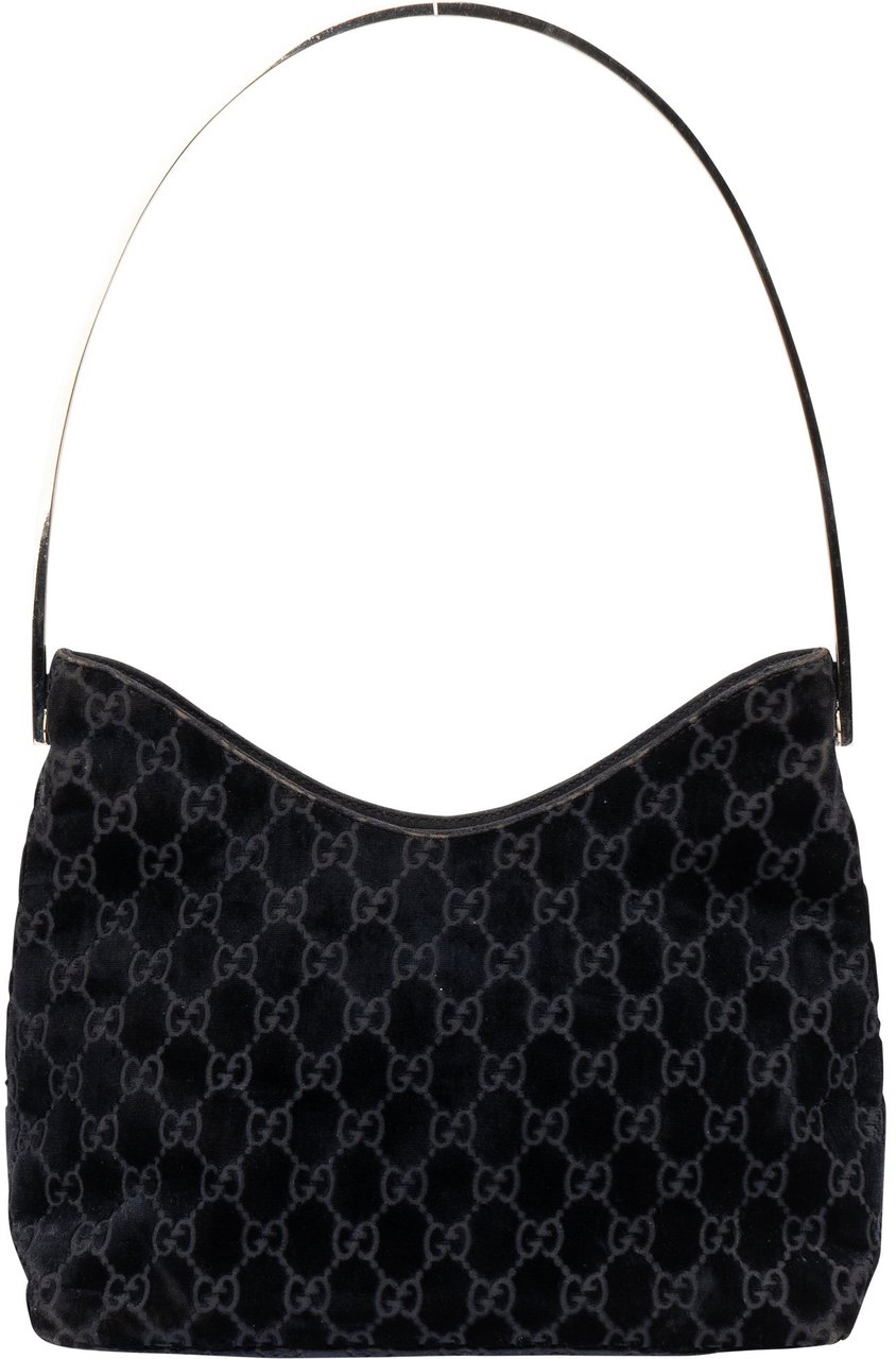 Gucci Gucci Blue Satin GG Monogram Shoulder Bag Blauw