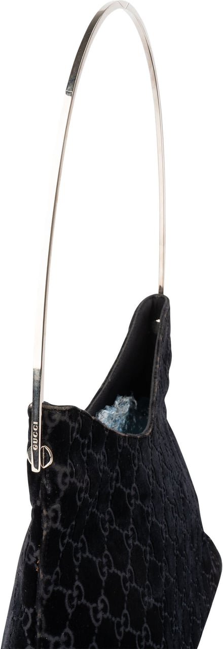 Gucci Gucci Blue Satin GG Monogram Shoulder Bag Blauw