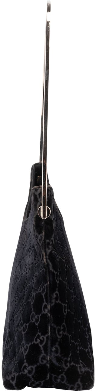 Gucci Gucci Blue Satin GG Monogram Shoulder Bag Blauw