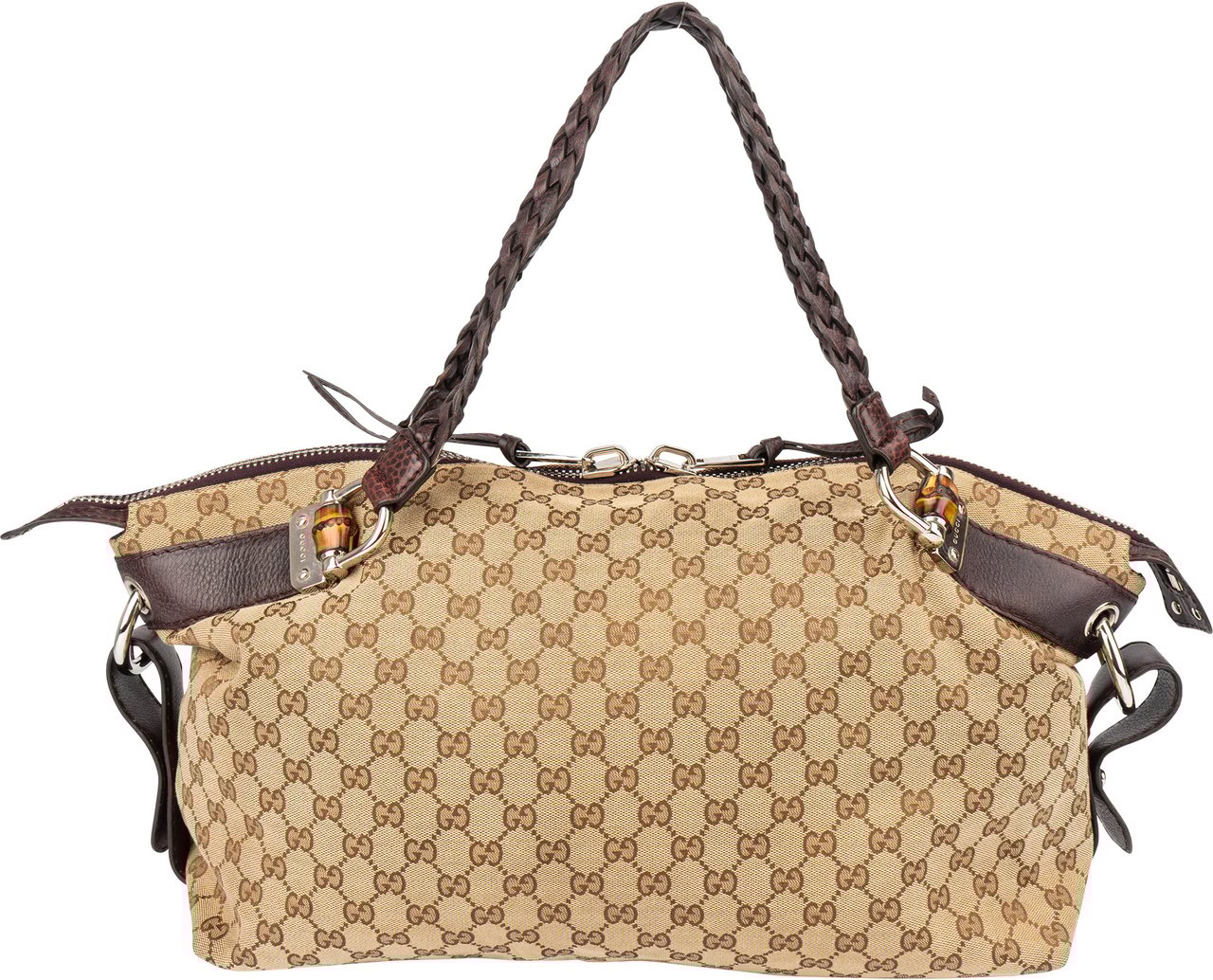 Gucci Gucci GG Monogram Heavy Bamboo Handbag Bruin