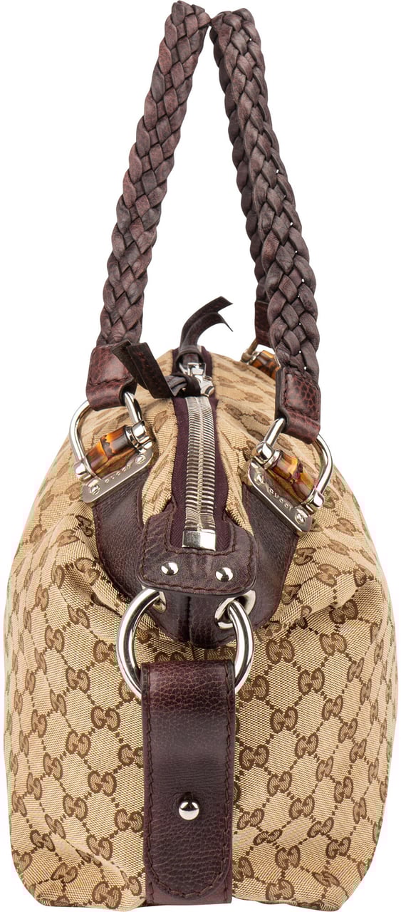Gucci Gucci GG Monogram Heavy Bamboo Handbag Bruin