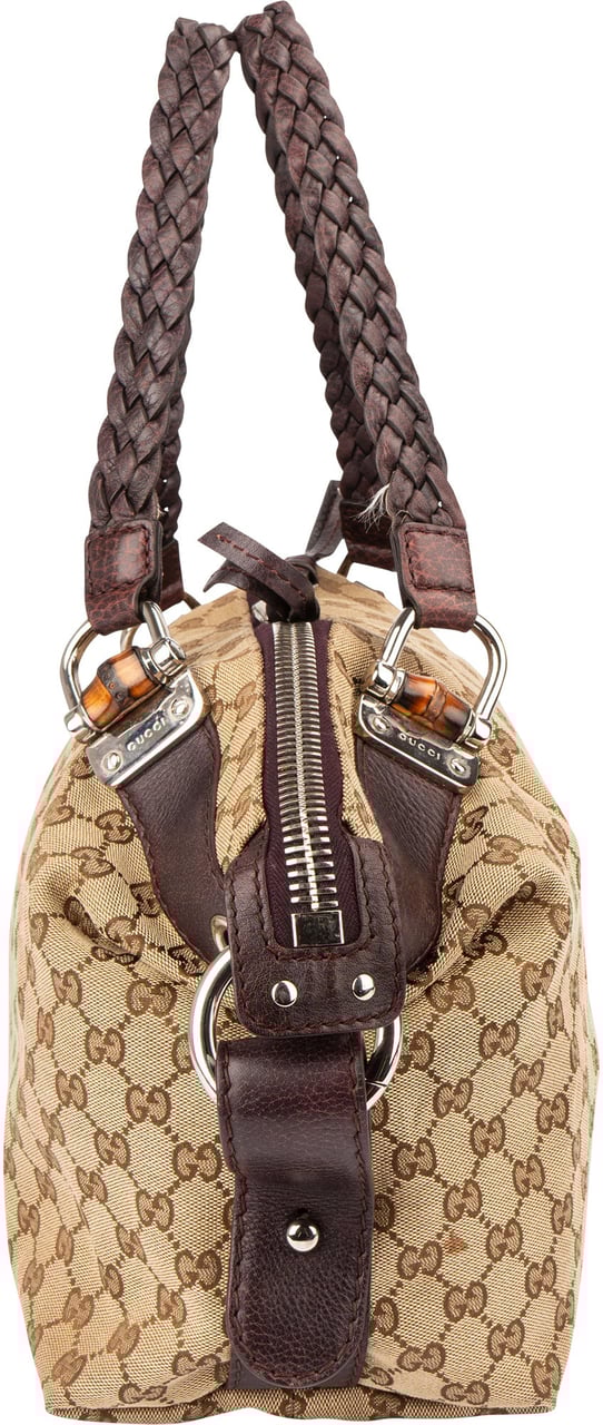 Gucci Gucci GG Monogram Heavy Bamboo Handbag Bruin