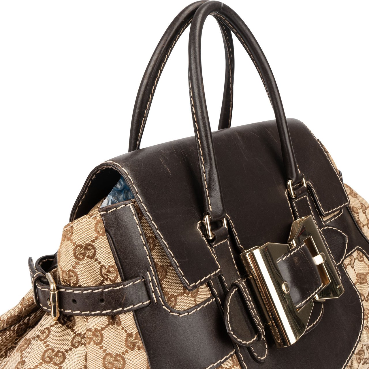 Gucci Gucci GG Monogram Big Ribbon Handbag Bruin