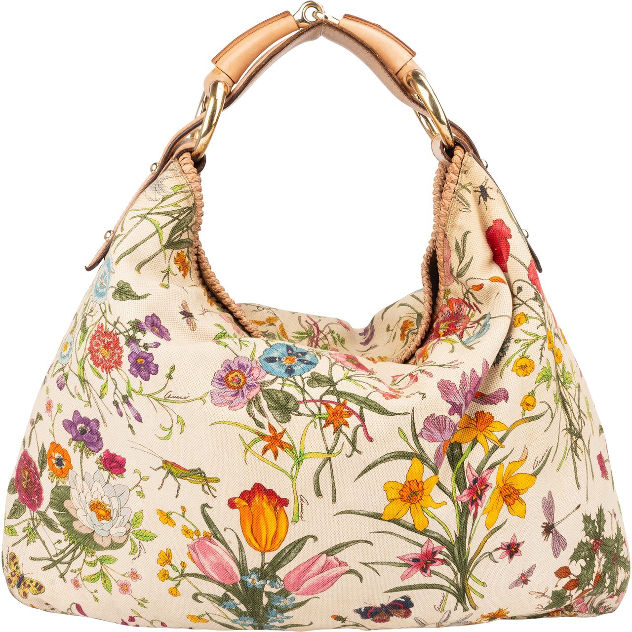 Gucci Gucci Limited Floral Monogram Horsebit Handbag Wit