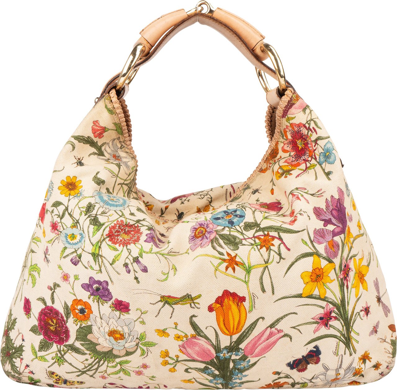 Gucci Gucci Limited Floral Monogram Horsebit Handbag Wit