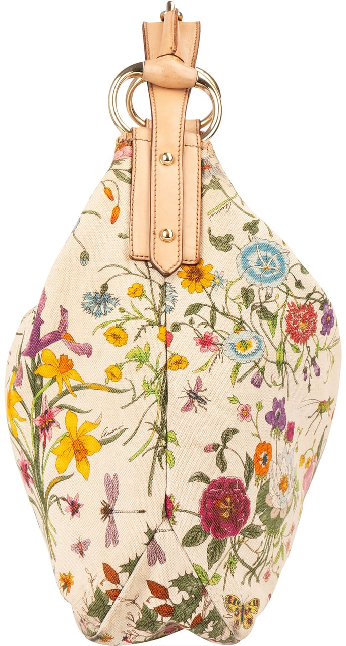 Gucci Gucci Limited Floral Monogram Horsebit Handbag Wit