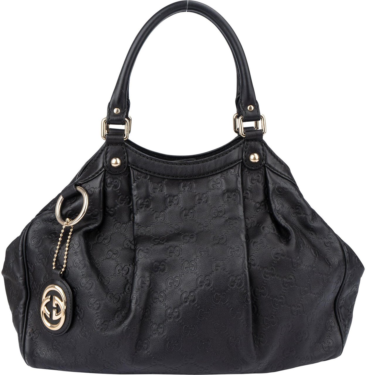 Gucci Gucci Leather GG Monogram Sukey Handbag Zwart