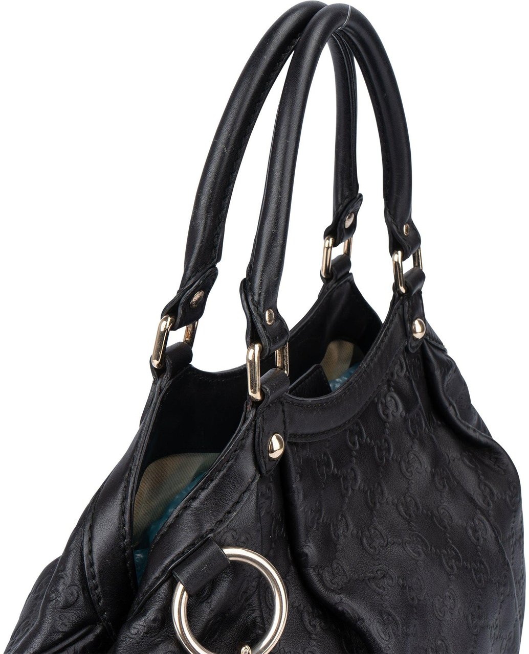 Gucci Gucci Leather GG Monogram Sukey Handbag Zwart