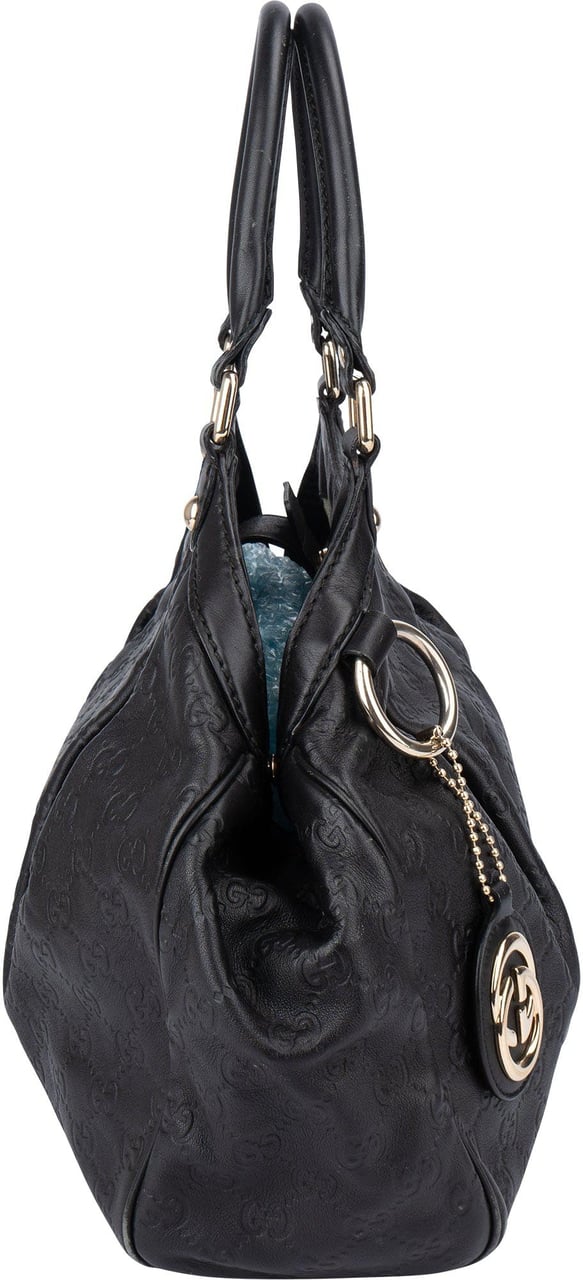 Gucci Gucci Leather GG Monogram Sukey Handbag Zwart