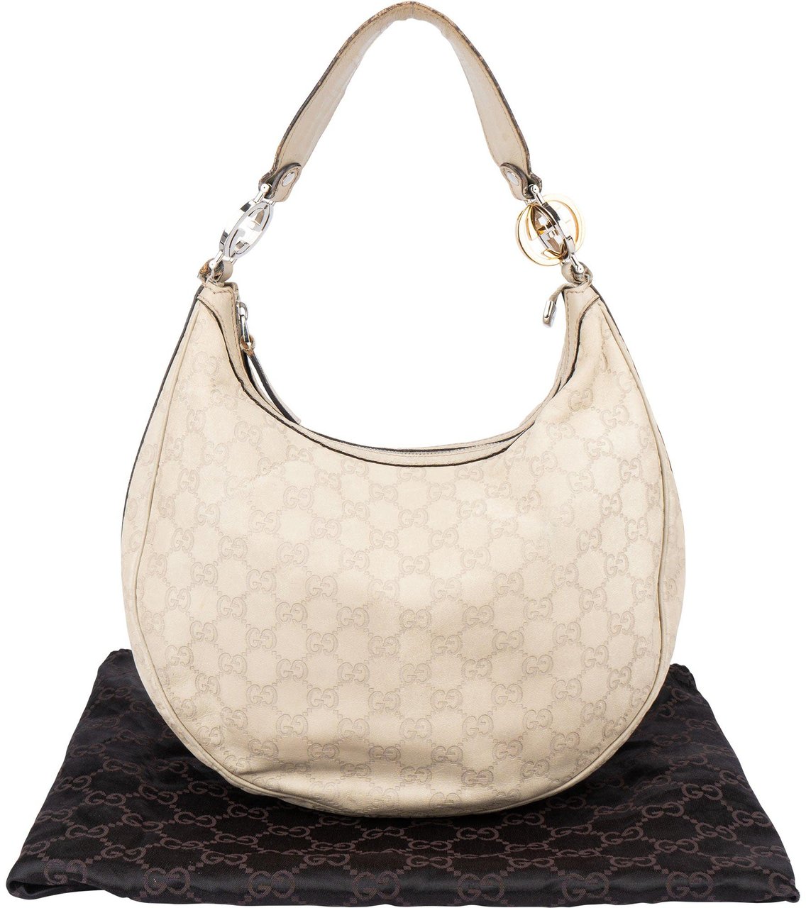 Gucci Gucci Leather GG Monogram Hobo Bag Wit
