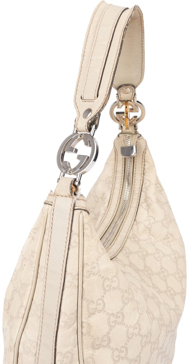 Gucci Gucci Leather GG Monogram Hobo Bag Wit