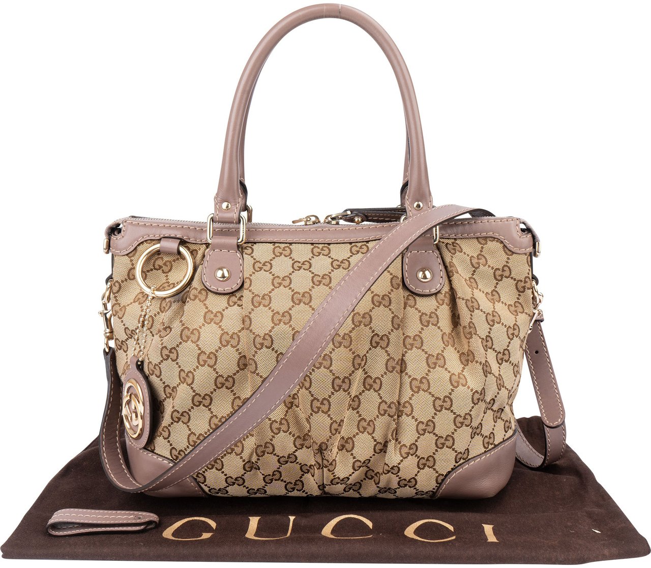 Gucci Gucci GG Monogram Sukey Handbag Bruin