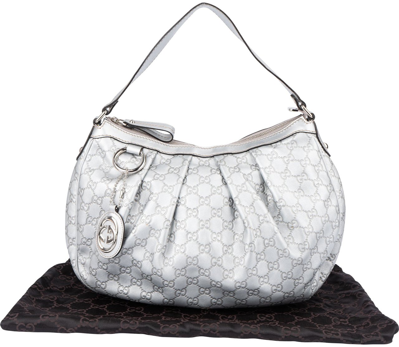 Gucci Gucci Silver GG Monogram Sukey Handbag Divers