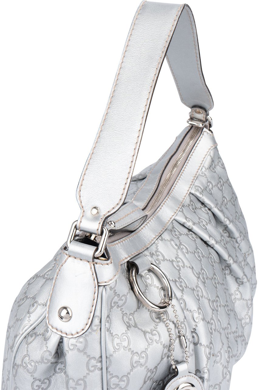 Gucci Gucci Silver GG Monogram Sukey Handbag Divers