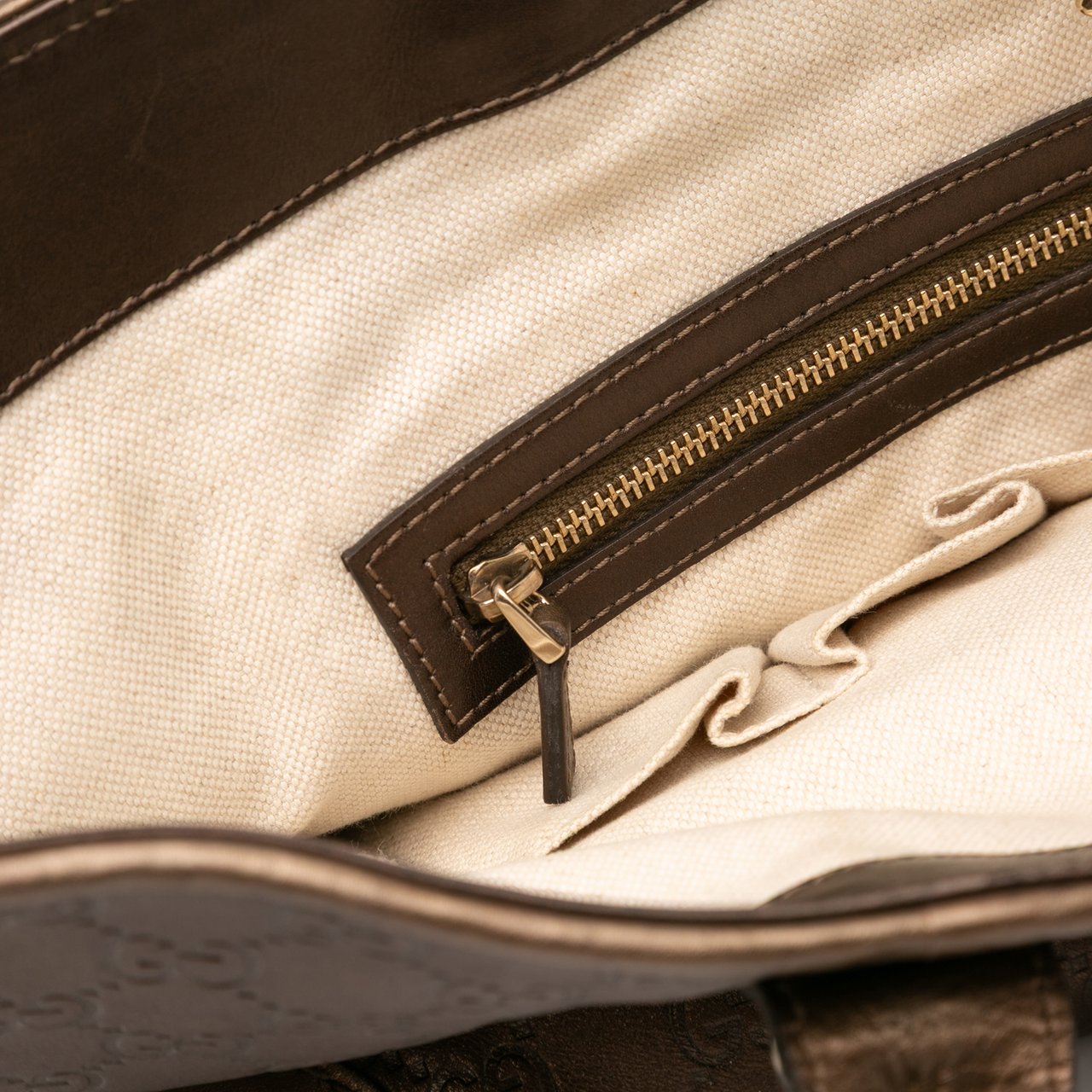 Gucci Metallic Guccissima Heart Bit Tote Bruin