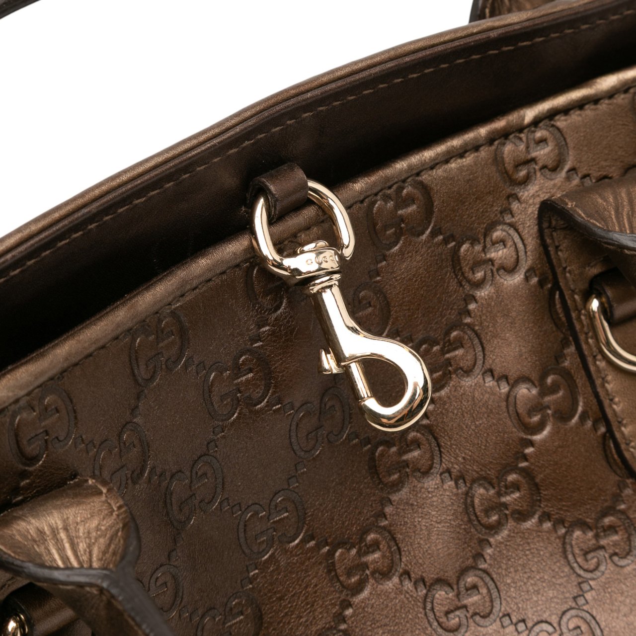 Gucci Metallic Guccissima Heart Bit Tote Bruin