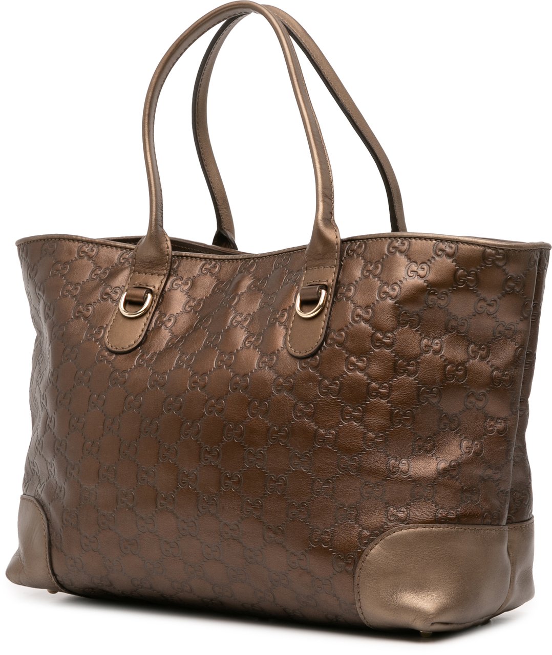Gucci Metallic Guccissima Heart Bit Tote Bruin