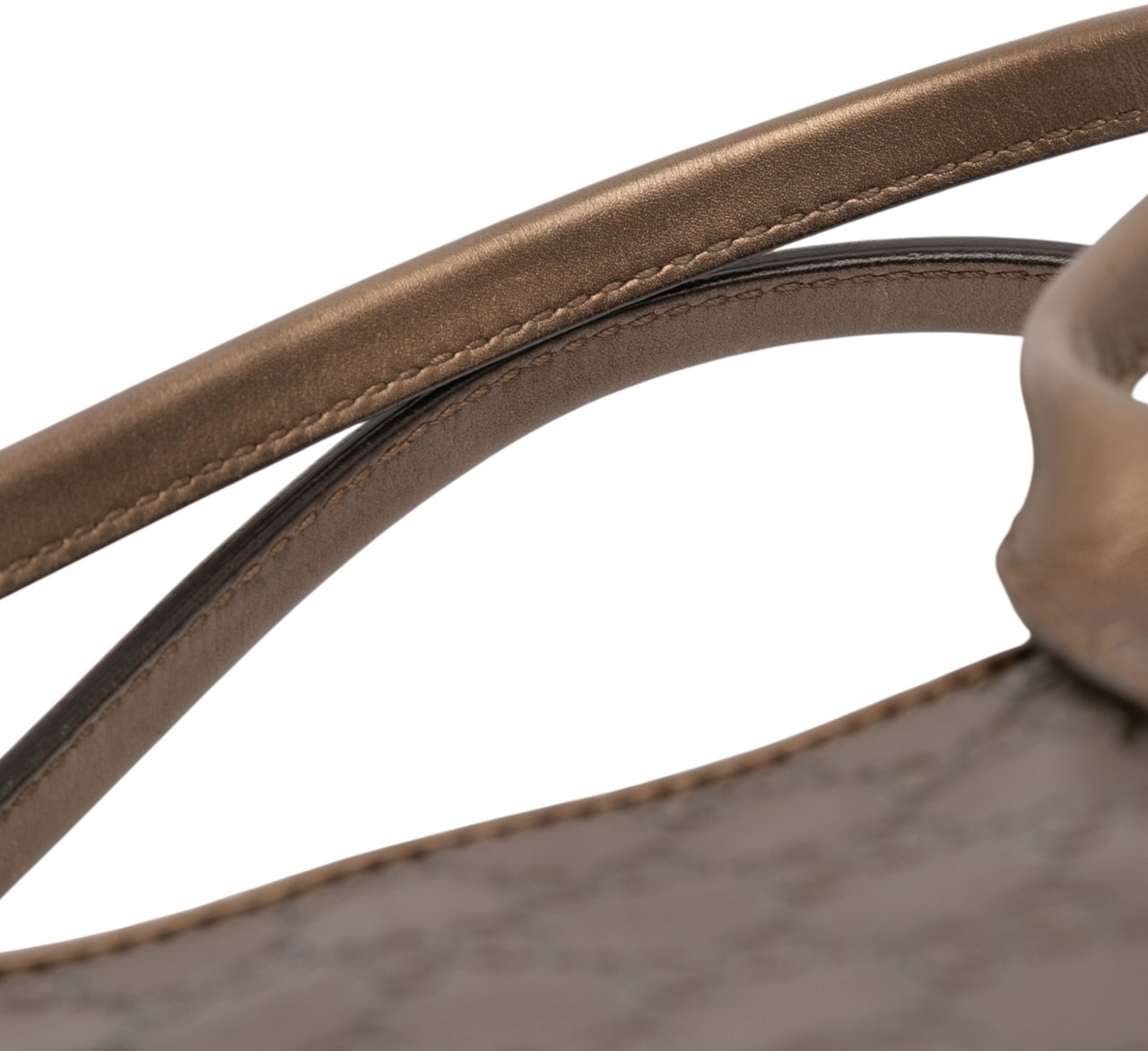 Gucci Metallic Guccissima Heart Bit Tote Bruin